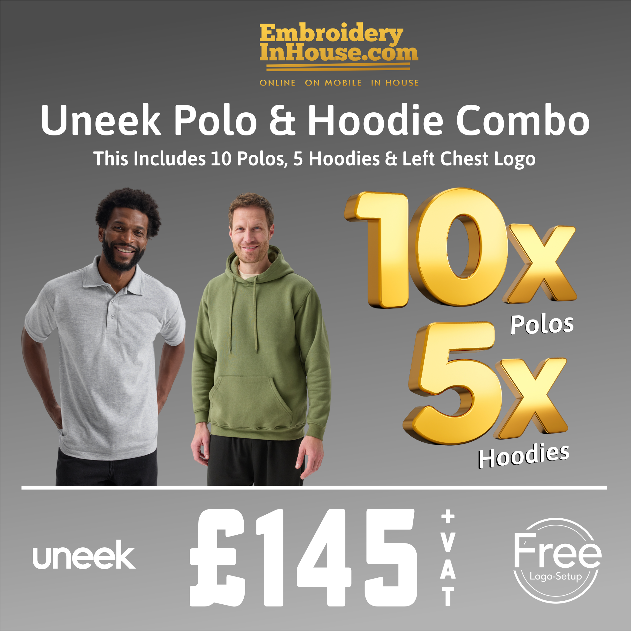 uneek polo and hoodie combo